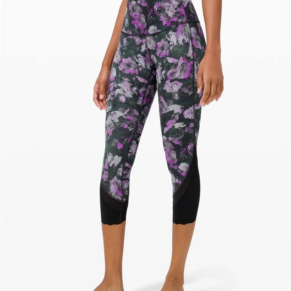 Lululemon Athletica Purple and Black Leggings with Mesh Detail - Picture 2 of 9